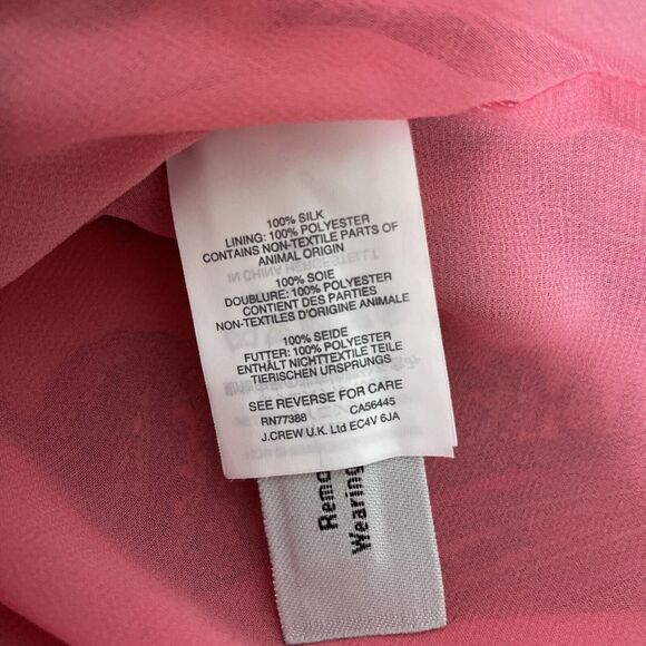 J. Crew Ruffle-Front Silk Chiffon Top‎ Vibrant Paisley Pink Womens Size 6 - Picture 4 of 11